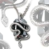 Eve Snake Wrapped Around Red Swarovski Crystal Pendant Necklace