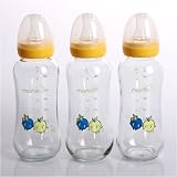 Momo Baby 8oz Glass Feeding Bottles 3-Pack Yellow