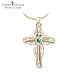 Thomas Kinkade Emerald & Diamond Claddagh Cross Pendant Necklace by The Bradford Exchange