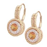 14K .60 CTW Citrine & Diamond Leverback Earrings