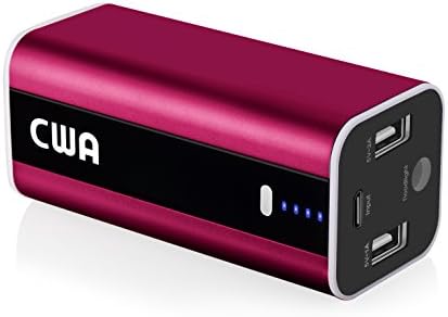 Portable Charger, CWA Mini 8000mAh Portable Charger External Battery Pack Power Bank Backup Flashlight - iPhone 6/6 Plus/5/5S/5C/4S/4, iPad Retina, iPod, Samsung Galaxy S6 Edge S5 S4 S3 Tab Note 2/3/4, HTC One, Motorola, Nokia, LG, Blackberry Smart Phones Tablets and More (Red)