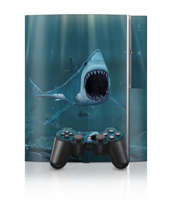 Great White Design Protector Skin Decal Sticker for PS3 Playstation 3 Body Console