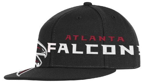 NFL Men's Atlanta Falcons End Zone Flat Visor Flex Hat - Tw78Z (Black, Small/Medium)