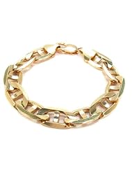 14k Italy Yellow Gold 6.8mm Mariner Concave Link Chain Bracelet 8.5" Inches