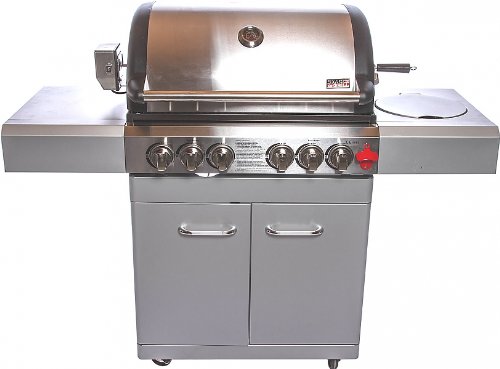 Swiss Grill I500TS Icon Series Grill with 4-Piece Burner Unit/Cast Iron Grids/Rotisserie Kit/Powder Coated Cart