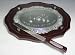 Wood and Silver Plated Oval Challah Board with Glass Protector and Knife