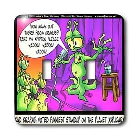Londons Times Funny Aliens Cartoons - Alien Standup Comedians - Light Switch Covers - double toggle switch