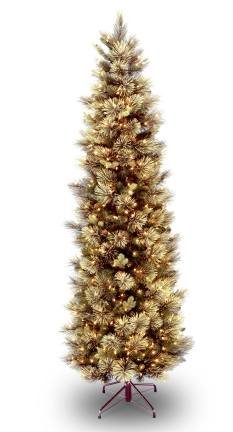 National Tree Company CAP3-330-75 7.5 Foot Carolina Pine Slim Hinged Tree with 42 Flocked Cones and 600 Clear Lights