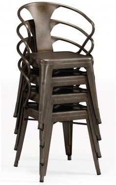Solid Steel Stackable Side Chairs (Set of 4) Seat 17 Inches High Many Colors to Choose From Includes Scented Candle Tart (Vintage Finish)