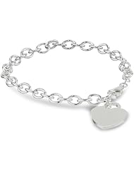 Sterling Silver Charm Bracelet with Large Heart Charm, 9"