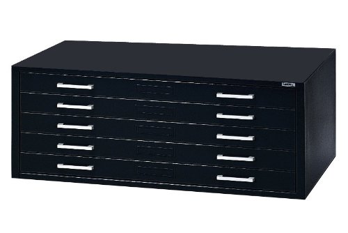 Steel Five Drawer 47 Wide Flat File Cabinet Black