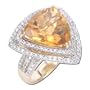 10-3/8 Carat Citrine & Diamond 14k Yellow Gold Ring