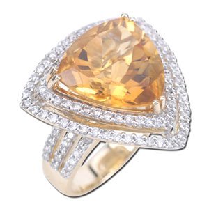Buy 10-3 8 Carat Citrine and Diamond 14k Yellow Gold Ring by Sea of Diamonds