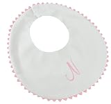 Princess Linens Garden Pique Bib, 2-pack - White with Light Pink Rick Rack Trim-N