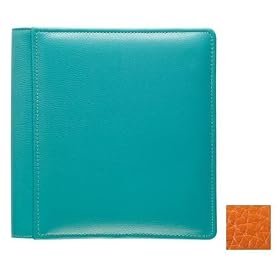 RODEO ORANGE pebble grain leather medium scrapbook #162 style album by Raika -