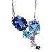 10K White Gold London Blue Topaz, Swiss Blue Topaz, Iolite, Blue Sapphire and Apatite Pendant, 16