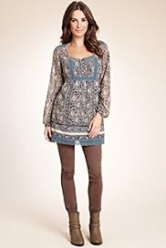 Indigo Collection Floral Print Lace Tunic with Camisole