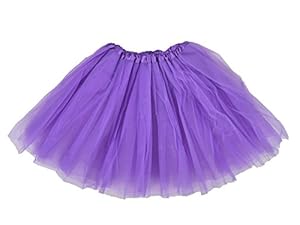 Simplicity Women's Classic Elastic, 3-Layered Tulle Tutu Skirt, Purple