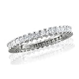 Certified 18k White Gold Princess Cut Diamond Eternity Band Ring Size 6.5 (F-G, VS, 1.07 carat)