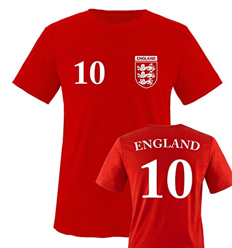 TRIKOT – ENGLAND – 10 – Kinder T-Shirt – Rot / Weiss Gr. 122-128