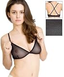 American Apparel Nylon Spandex Micro-Mesh Triangle Cross-Back Bra Large-black