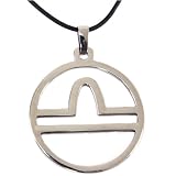 Zodiac Sign Necklace Libra Pendant Stainless Steel on Rubber Cord By Bucasi