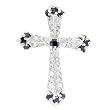 Black & White CZ Sterling Silver Cross Pendant