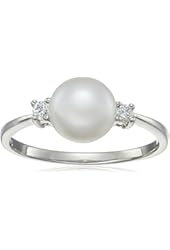Bella Pearl and Cubic Zirconia Solitaire Ring