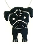 Black Pug Dog w/ Swinging Legs Pendant Necklace