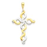 14k & Rhodium Infinity Cross Pendant