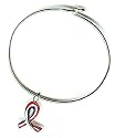 Sterling Wire Bracelet with Red, White and Blue Ribbon Support our Troops!