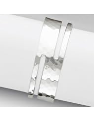 Sterling Silver Solid Polished Hammered Fancy Cuff Bangle Bracelet