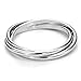 SILVERLINE JEWELRY Sterling Silver Triple Row Interlocked High Polished Wedding Band Ring, Sizes 5-12