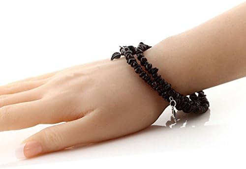 GSG 9 Stunning 3-Raw Wrap Around Adjustable Agata Chips Bracelet W/Silver Leaf Charm