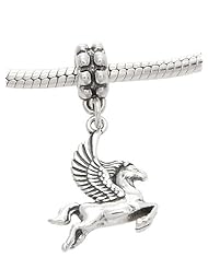 Sterling Silver One Sided Greek Mythology Pegasus Dangle Bead Charm