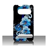 Blue Flower Rubberized Snap on Design Hard Case Cover Faceplate for Sprint  ....