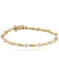 10k Yellow Gold Pressure Setting Diamond Cluster Bracelet (1.00 cttw, H-I Color, I1-I2 Clarity), 7.25"