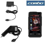 Solid Black Rubberized Snap-on Hard Crystal Cover Case + Rapid Car Charger + Home Travel Charger for Verizon Samsung Omnia I910 Smartphone