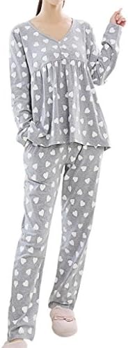 VENTELAN Women's Fancy Heart Printed Comfort 2 Pieces Pajamas Set Nightwear
