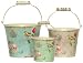 Finch Decoupage Tin Round Pail Set of 3 - Large = 6 3/4"x5 3/4"H
