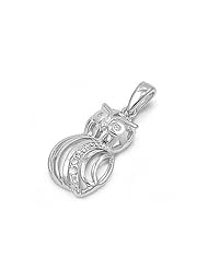 Sterling Silver Owl Clear CZ Pendant Gift Fashion Cute Charm Pure 925 New 19mm (Pendant ONLY)