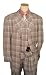 STACY ADAMS SILVER GRAY WITH SALMON PLAID SUPER 100'S VESTED SUIT~MSRP $599