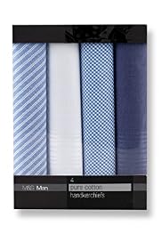4 Pack Pure Cotton Assorted Handkerchiefs