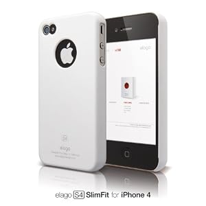 elago S4 Slim Fit Case for iPhone 4 (Soft Feeling) - SF Snow White + Logo Protection Film included