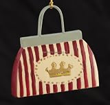 Gisela Graham Handbag Christmas Tree Hanging Decoration - Red & White Stripe
