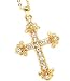 Fancy Large Gold Tone Clear Crystal Filigree Ornate Cross Charm Pendant Necklace Elegant Trendy Chri