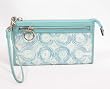 Coach New Audrey Op Art Swirl Zip Wristlet Wallet Blue Green Multi - Coach 45531BLU