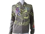 Ed Hardy by Christian Audigier Womens Eagle Blue Tiger Zip Up Hoodie (Large) - Olive