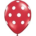 Ruby Red Polka Dot White Spots 11" Latex Qualatex Balloons x 5