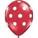 Ruby Red Polka Dot White Spots 11" Latex Qualatex Balloons x 5